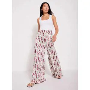 Mint Velvet Neutral Floral Print Wide Leg Trousers